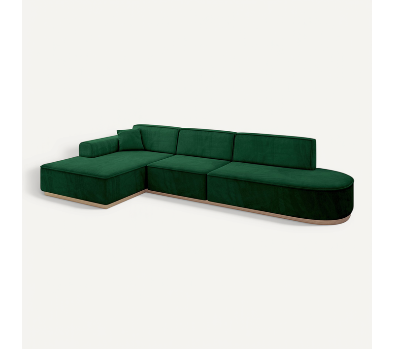 Canapé D'angle Irea-l2 327x165x80 Angle Gauche En Velours - Vert