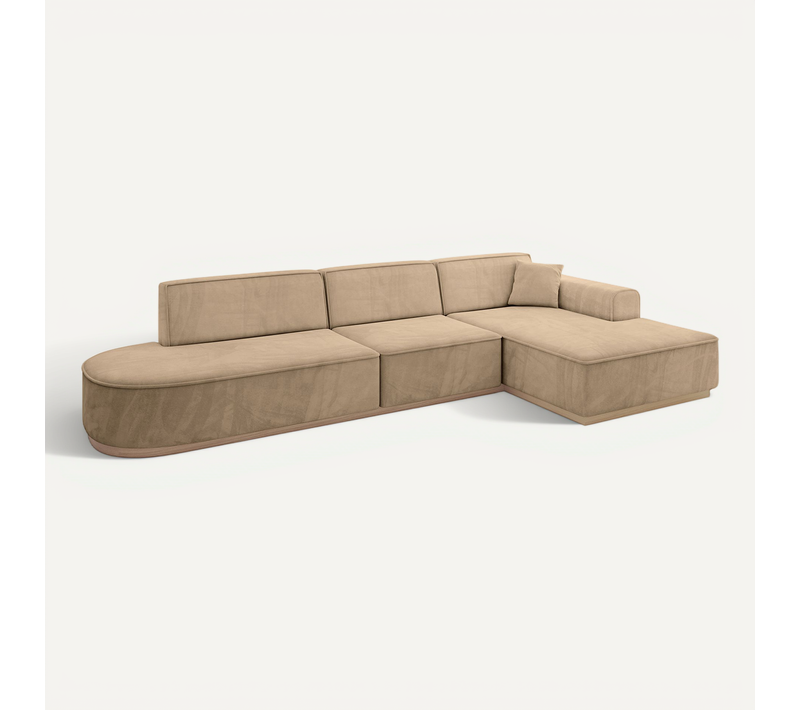 Canapé D'angle Irea-l2 327x165x80 Angle Droit En Velours - Beige