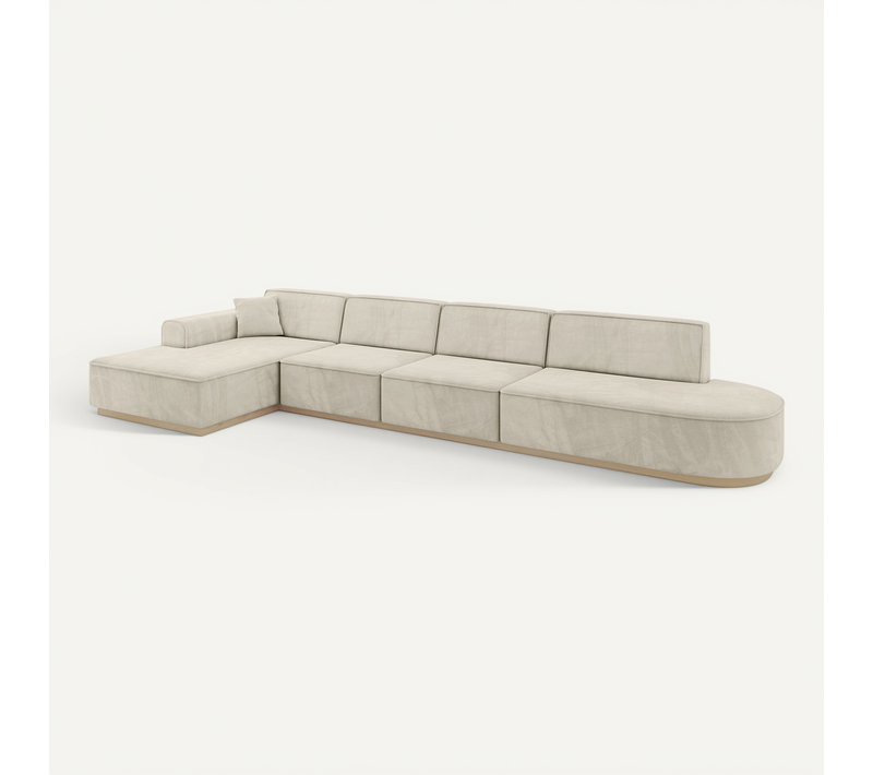 Canapé D'angle Irea-l3 412x165x80 Angle Gauche En Velours - Beige