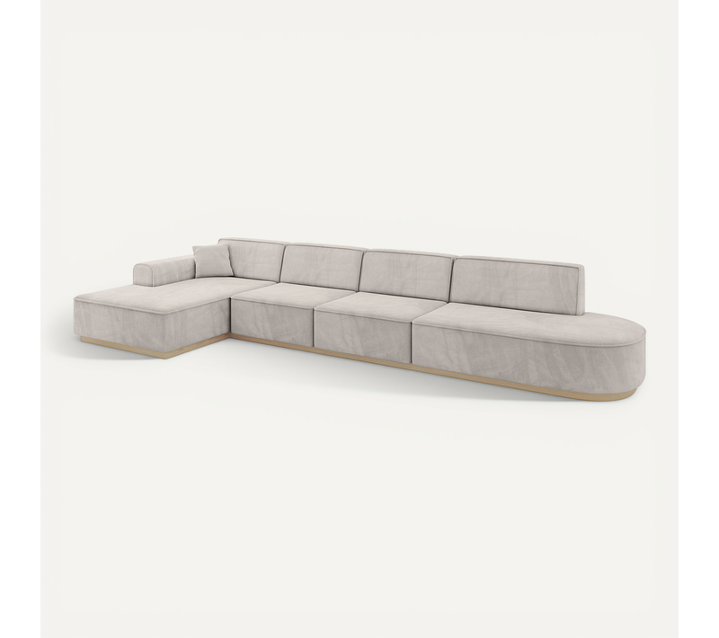 Canapé D'angle Irea-l3 412x165x80  Angle Gauche En Velours -  Beige Clair