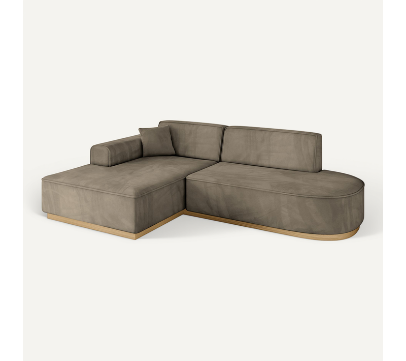 Canapé D'angle Irea-l1-v2 232x165x80  Angle Gauche En Velours -  Marron