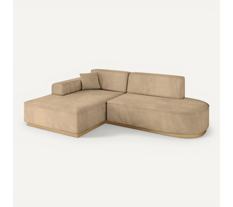 Canapé D'angle Irea-l1-v2 232x165x80 Angle Gauche En Velours - Beige