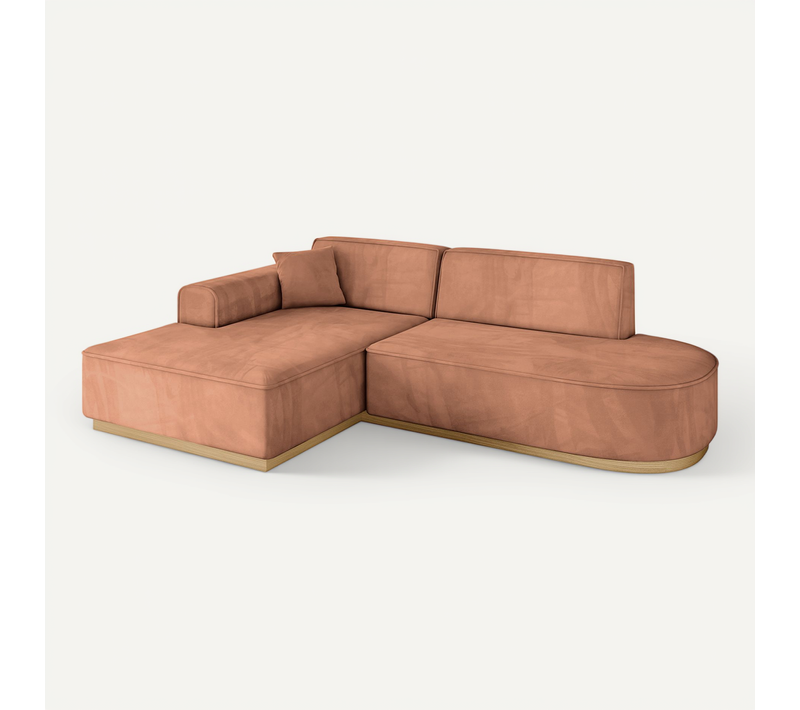 Canapé D'angle Irea-l1-v2 232x165x80 Angle Gauche En Velours - Apricot