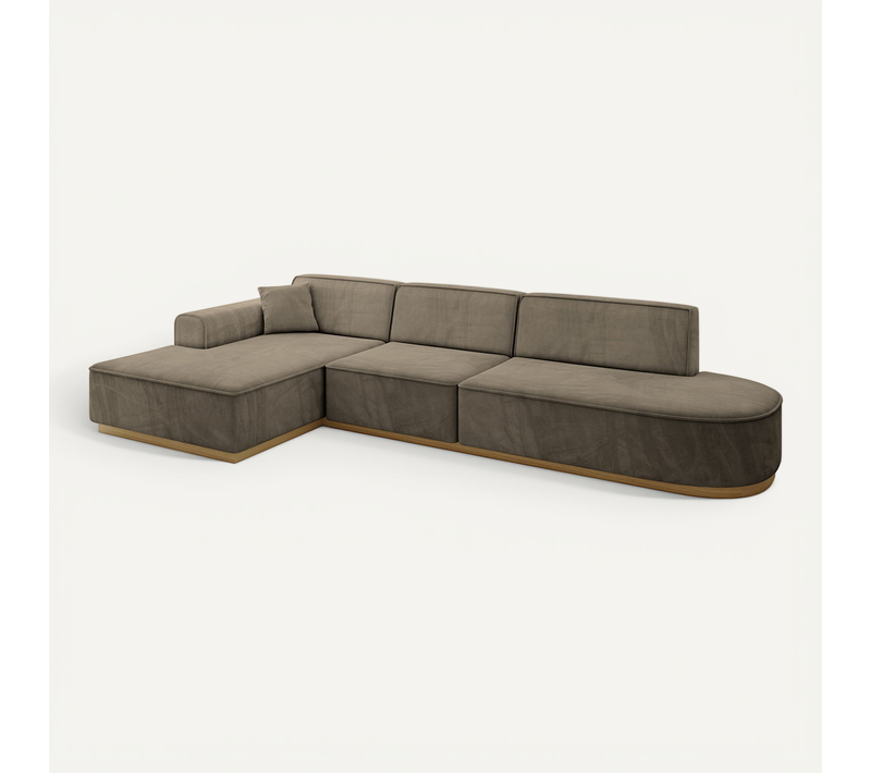 Canapé D'angle Irea-l2-v2 327x165x80  Angle Gauche En Velours -  Marron