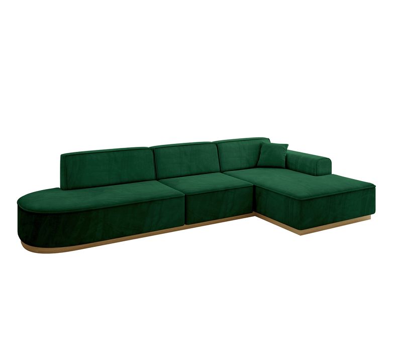 Canapé D'angle Irea-l2-v2 327x165x80  Angle Droit En Velours -  Vert