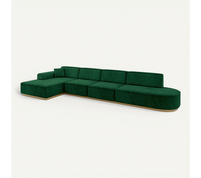 Canapé D'angle Irea-l3-v2 412x165x80 Angle Gauche En Velours - Vert