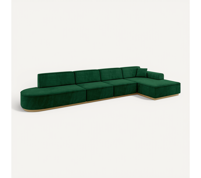 Canapé D'angle Irea-l3-v2 412x165x80  Angle Droit En Velours -  Vert