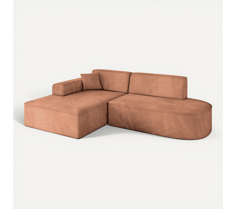 Canapé D'angle Irea-l1-v3 232x165x77 Angle Gauche En Velours - Apricot