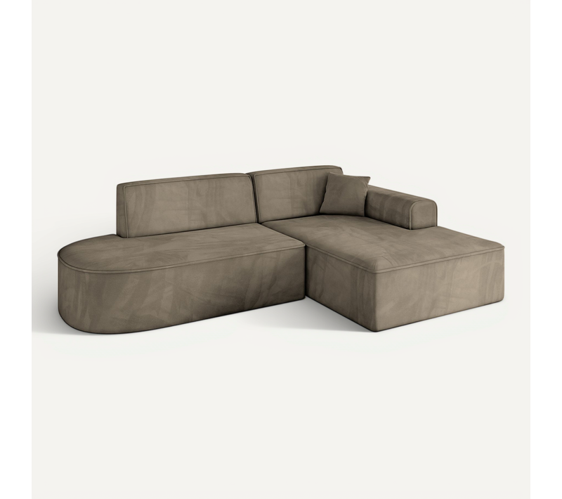 Canapé D'angle Irea-l1-v3 232x165x77 Angle Droit En Velours - Marron