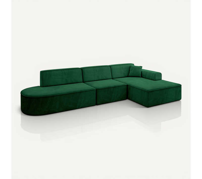 Canapé D'angle Irea-l2-v3 327x165x77  Angle Droit En Velours -  Vert