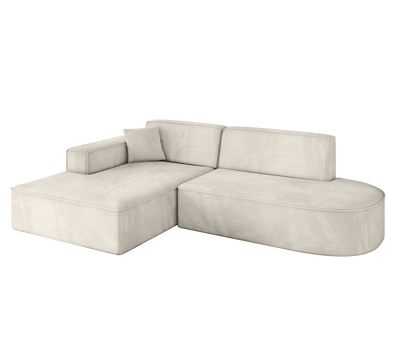 Canapé D'angle Irea-l1-v4 232x165x77  Angle Gauche En Velours -  Beige