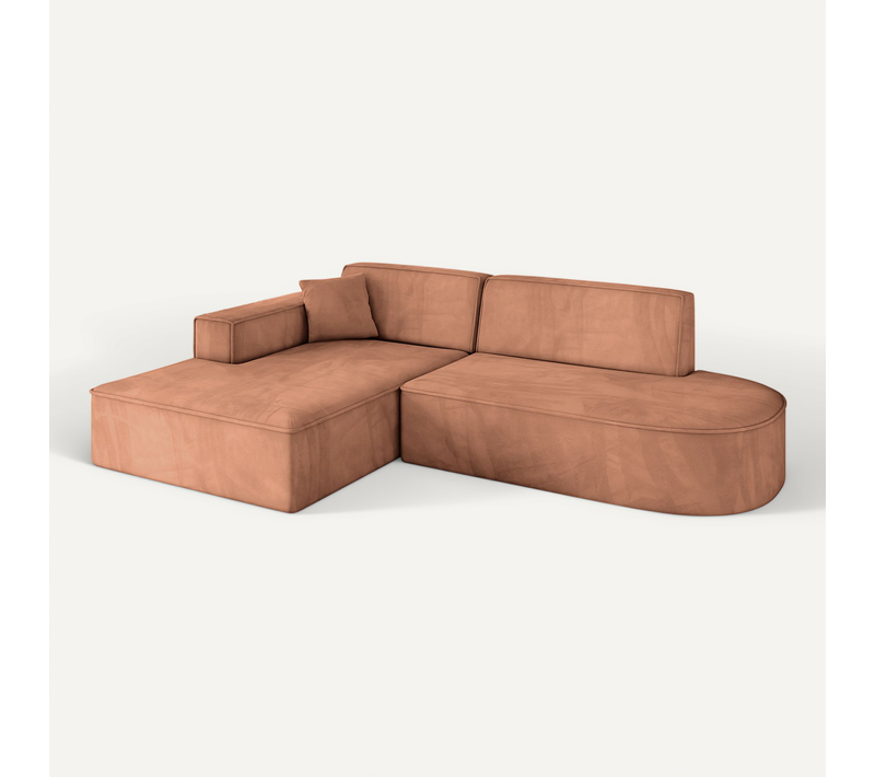 Canapé D'angle Irea-l1-v4 232x165x77 Angle Gauche En Velours - Apricot