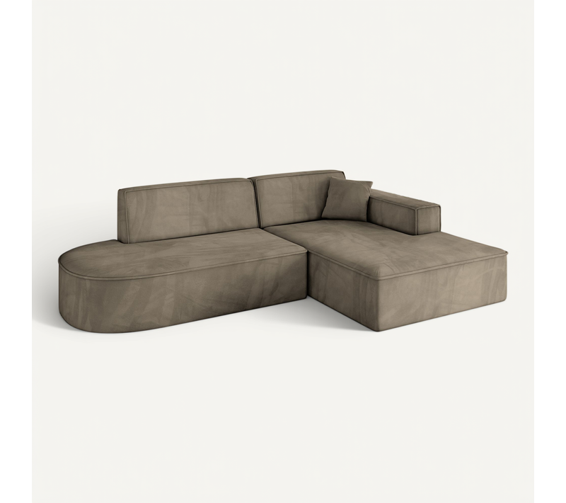 Canapé D'angle Irea-l1-v4 232x165x77  Angle Droit En Velours -  Marron