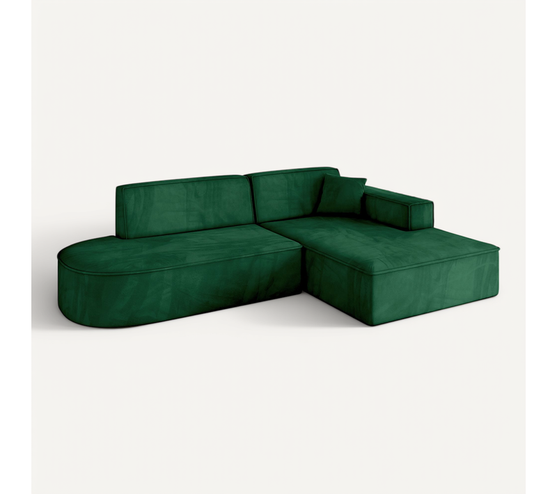 Canapé D'angle Irea-l1-v4 232x165x77 Angle Droit En Velours - Vert