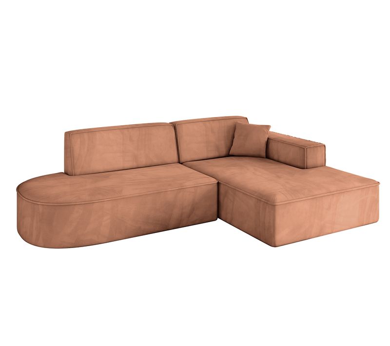 Canapé D'angle Irea-l1-v4 232x165x77  Angle Droit En Velours -  Apricot