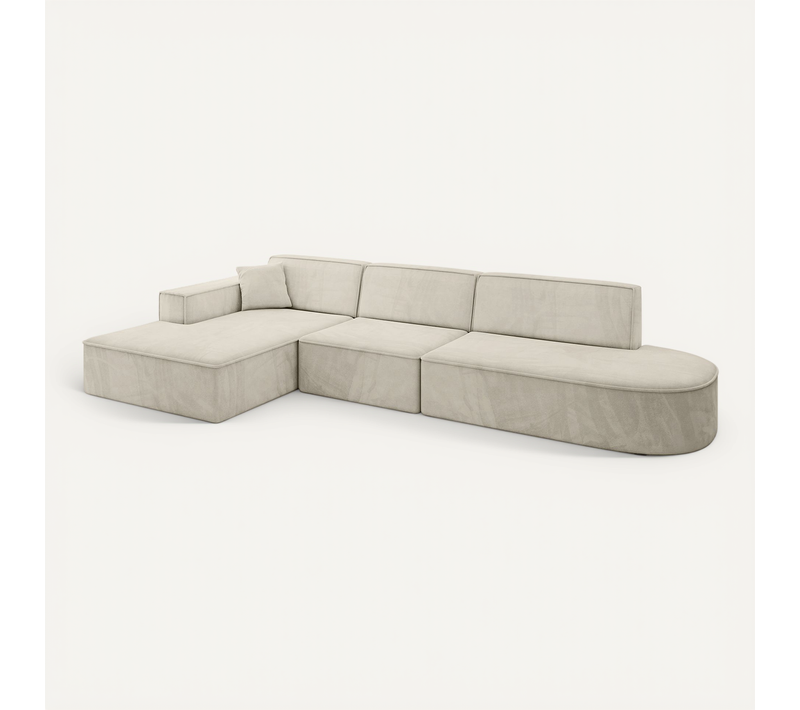 Canapé D'angle Irea-l2-v4 327x165x77 Angle Gauche En Velours - Beige