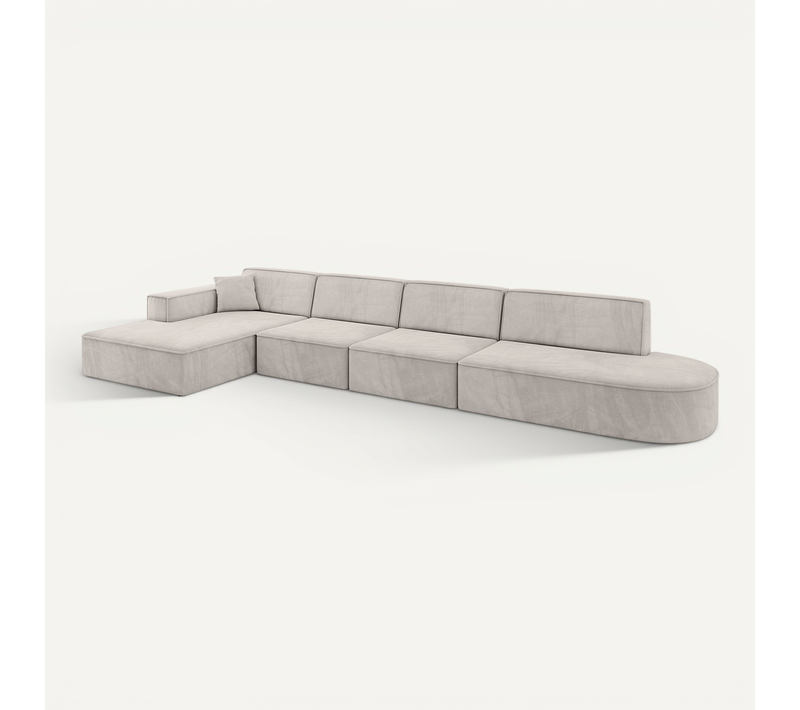 Canapé D'angle Irea-l3-v4 412x165x77 Angle Gauche En Velours - Beige Clair