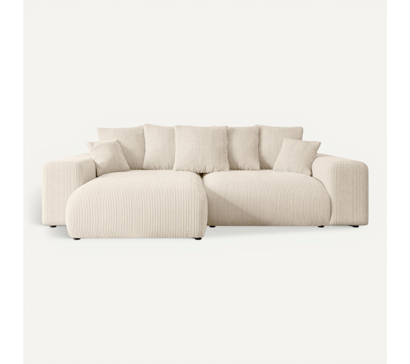 Canapé D'angle Convertible Eskar-l 266x176x84 Angle Gauche En Tissu - Beige Sable