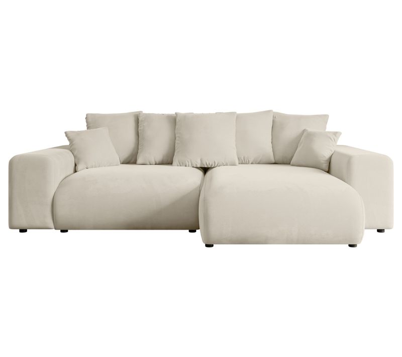 Canapé D'angle Convertible Eskar-l 266x176x87 Ottomane Dorite En Velours - Beige