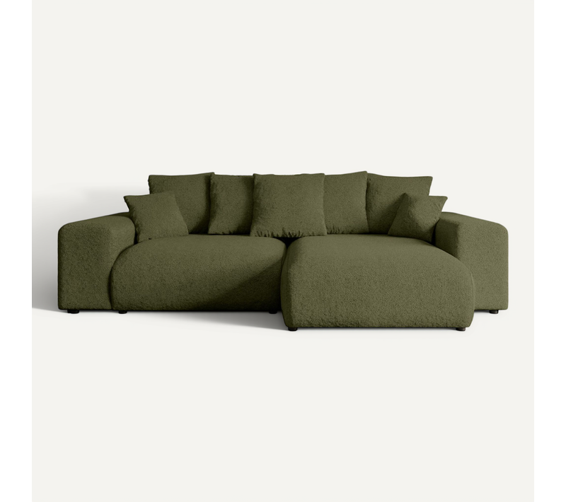 Canapé D'angle Convertible Eskar-l 266x176x84 Angle Droit En Tissu - Vert Sapin