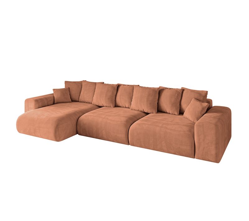 Canapé D'angle Convertible Eskar-l2 364x176x72 Angle Gauche En Velours - Gris Foncé