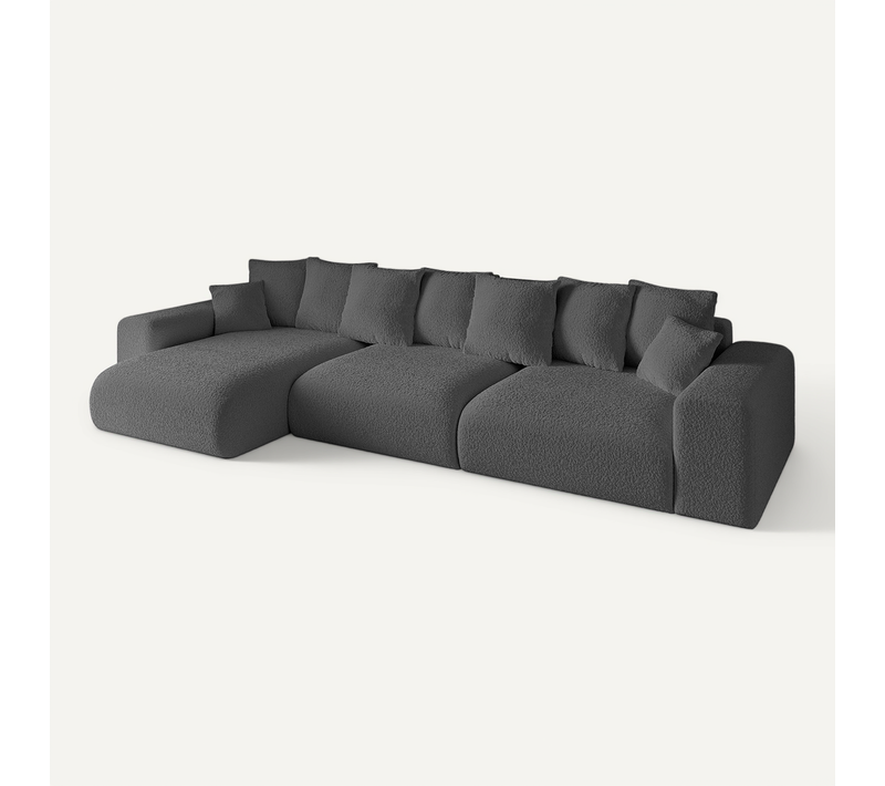 Canapé D'angle Convertible Eskar-l2 364x176x72 Angle Gauche En Tissu - Gris