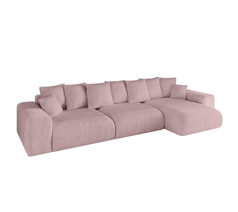 Canapé D'angle Convertible Eskar-l2 364x176x72 Angle Droit En Tissu - Rose