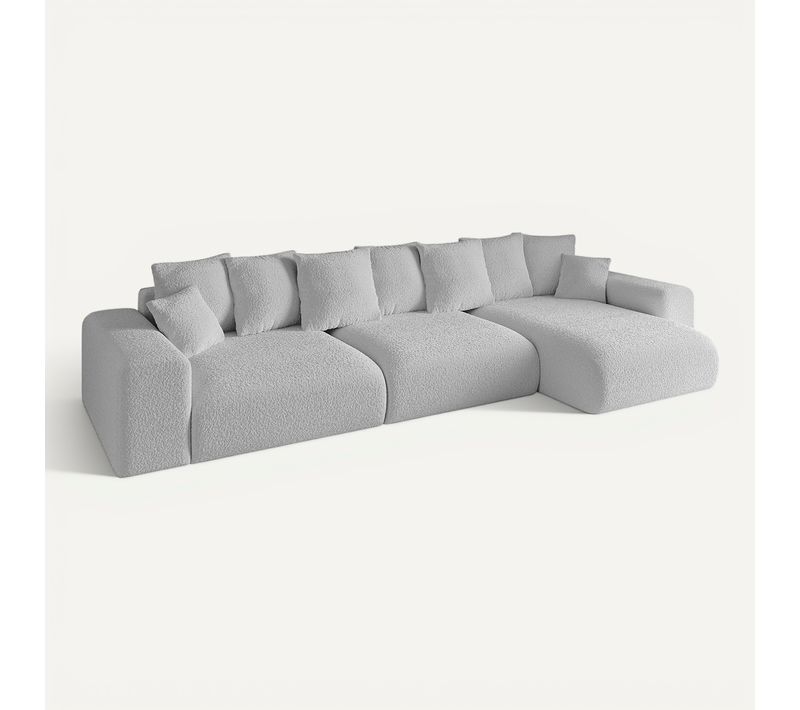 Canapé D'angle Convertible Eskar-l2 364x176x72 Angle Droit En Tissu - Gris
