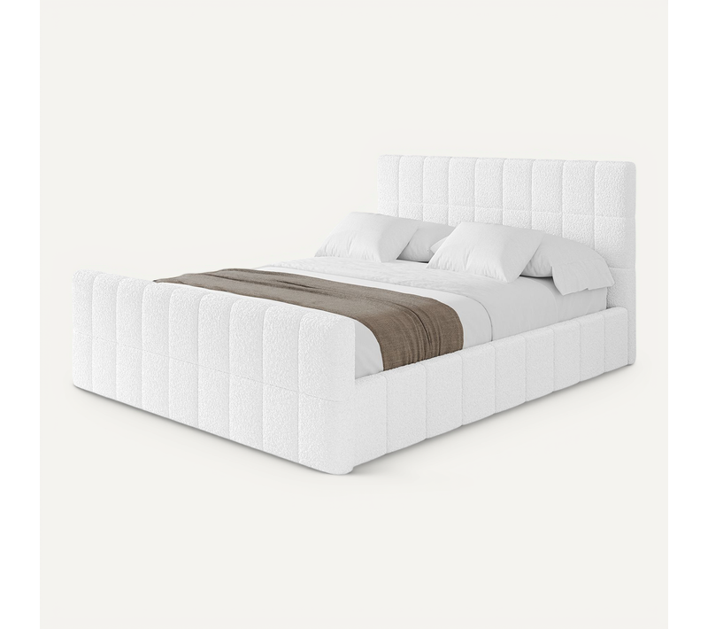 Lit Tapissé Avec Un Coffre De Rangement - Amea-z 160x200 Blanc