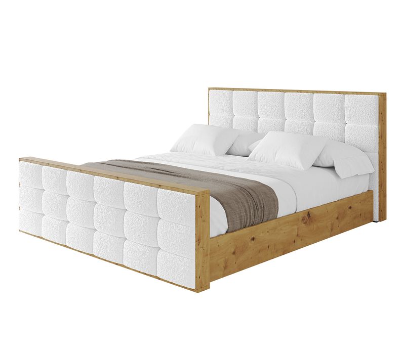 Lit Tapissé Avec Un Coffre De Rangement - Enzo2-z 160x200 Blanc