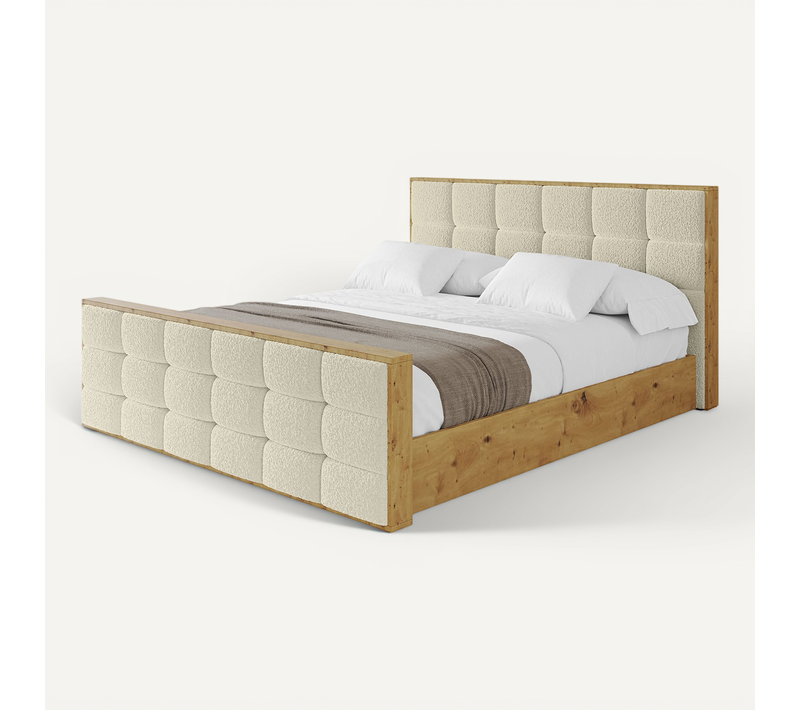 Lit Tapissé Avec Un Coffre De Rangement - Enzo2-z 160x200 Beige