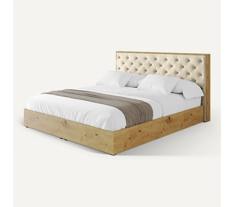 Lit Tapissé Avec Un Coffre De Rangement - Enzo3 180x200 Beige