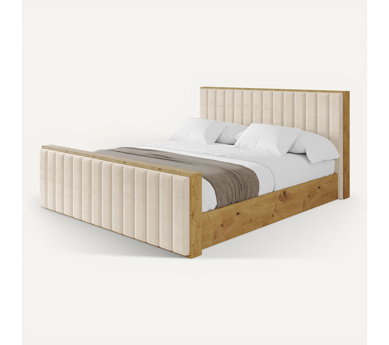 Lit Tapissé Avec Un Coffre De Rangement - Enzo4-z 180x200 Beige