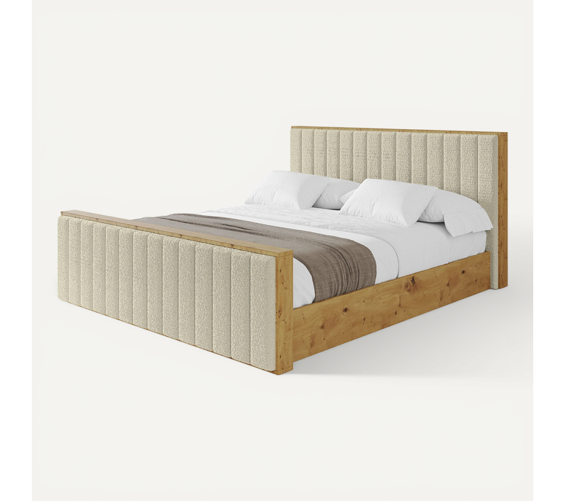 Lit Tapissé Avec Un Coffre De Rangement - Enzo4-z 120x200 Beige