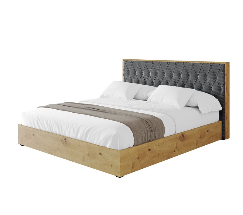Lit Tapissé Avec Un Coffre De Rangement - Enzo5 160x200 Gris