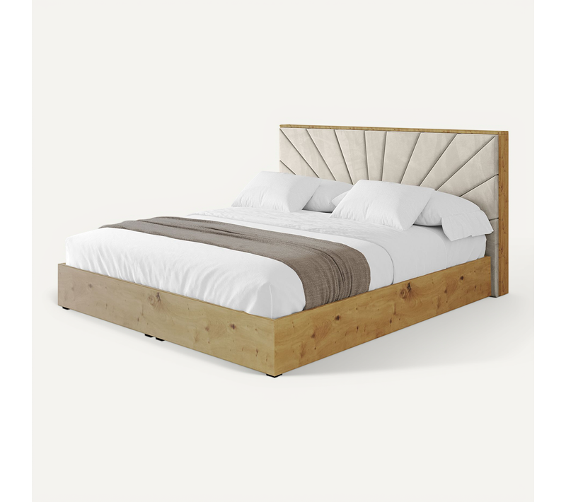 Lit Tapissé Avec Un Coffre De Rangement - Enzo6 200x200 Beige