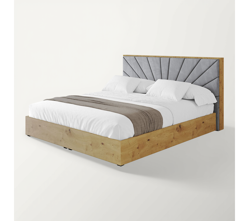 Lit Tapissé Avec Un Coffre De Rangement - Enzo6 120x200 Gris
