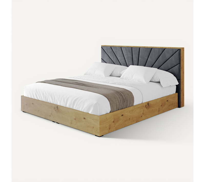 Lit Tapissé Avec Un Coffre De Rangement - Enzo6 180x200 Gris Foncé