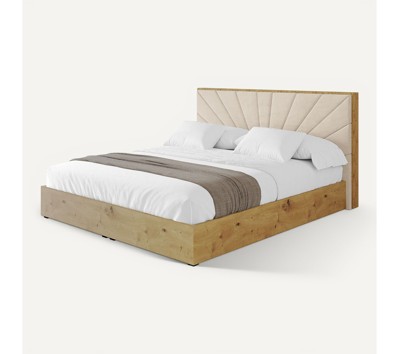 Lit Tapissé Avec Un Coffre De Rangement - Enzo6 140x200 Beige