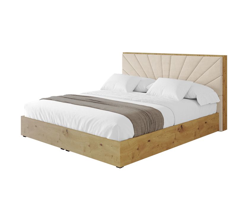 Lit Tapissé Avec Un Coffre De Rangement - Enzo6 160x200 Beige