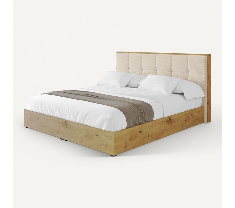 Lit Tapissé Avec Un Coffre De Rangement Tissu Velours - Enzo7 200x200 Beige