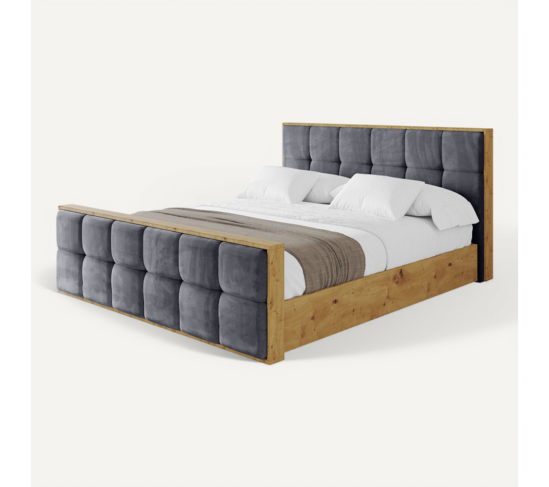 Lit Tapissé Avec Un Coffre De Rangement Tissu Pet-friendly - Enzo7-z 160x200 Gris Foncé
