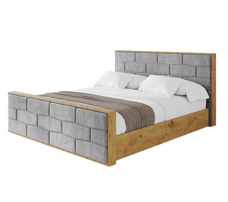 Lit Tapissé Avec Un Coffre De Rangement Tissu Pet-friendly - Enzo8-z 120x200 Gris