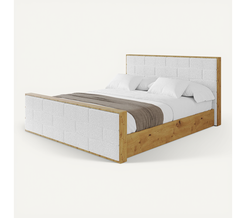 Lit Tapissé Avec Un Coffre De Rangement Tissu Bouclé - Enzo8-z 200x200 Blanc