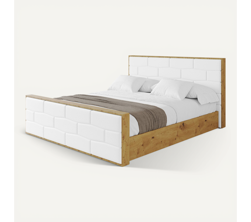 Lit Tapissé Avec Un Coffre De Rangement Tissu Imitation Cuir - Enzo8-z 140x200 Blanc