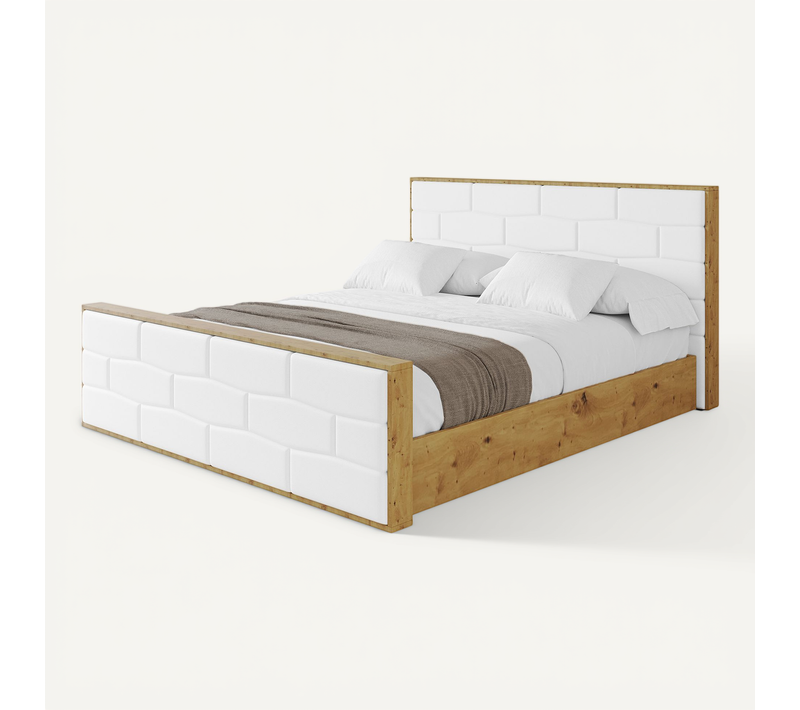 Lit Tapissé Avec Un Coffre De Rangement Tissu Imitation Cuir - Enzo8-z 200x200 Blanc