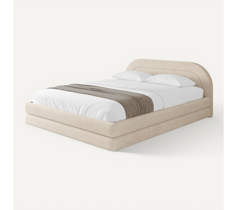 Lit Tapissé Avec Un Coffre De Rangement - Leris-v1 140x200 Beige