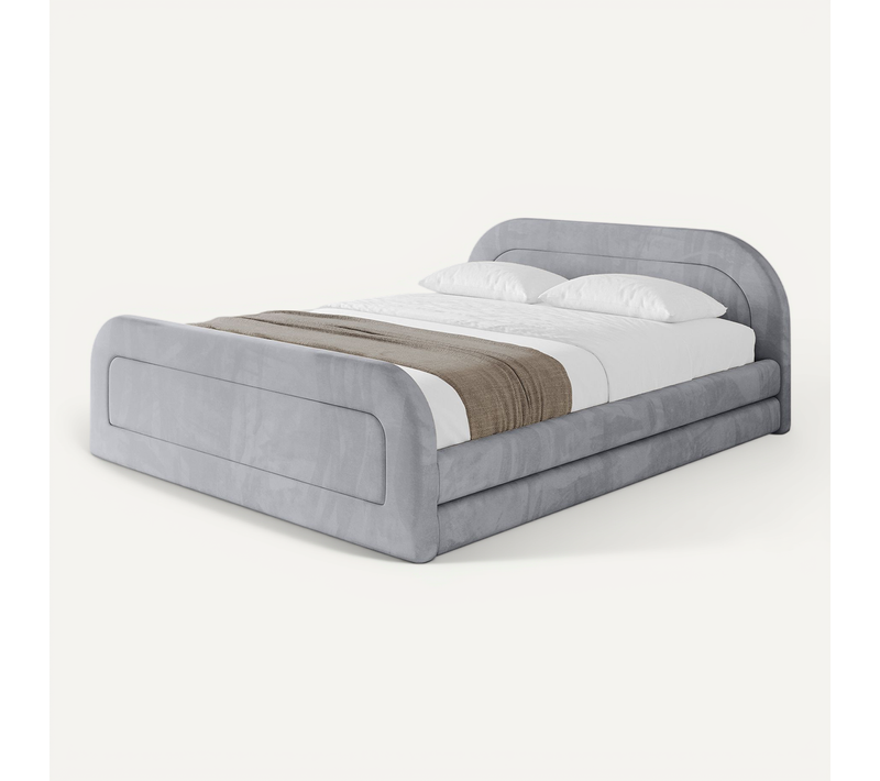 Lit Tapissé Avec Un Coffre De Rangement - Leris-z-v1 180x200 Gris Foncé