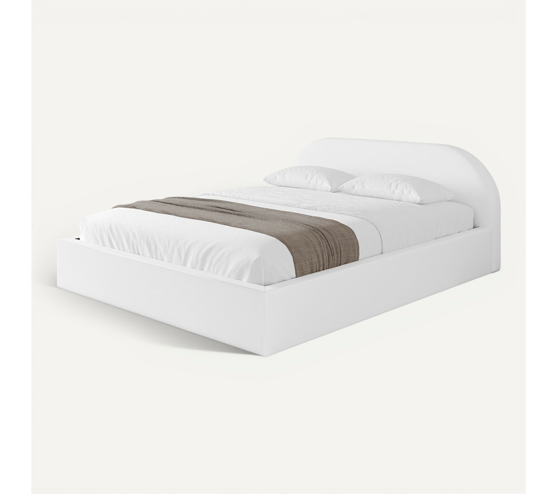Lit Tapissé Avec Tête De Lit Tissu Imitation Cuir - Tivon-v1 160x200cm Blanc