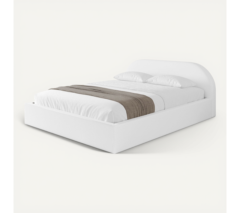 Lit Tapissé Avec Tête De Lit Tissu Imitation Cuir - Tivon-v1 200x200cm Blanc